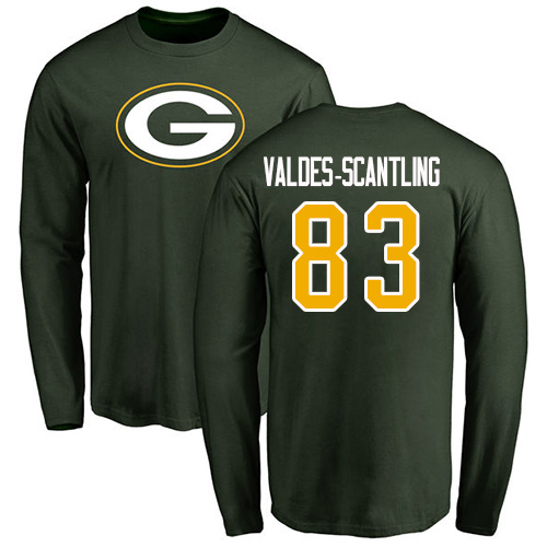 Men Green Bay Packers Green #83 Valdes-Scantling Marquez Name And Number Logo Nike NFL Long Sleeve T Shirt->green bay packers->NFL Jersey